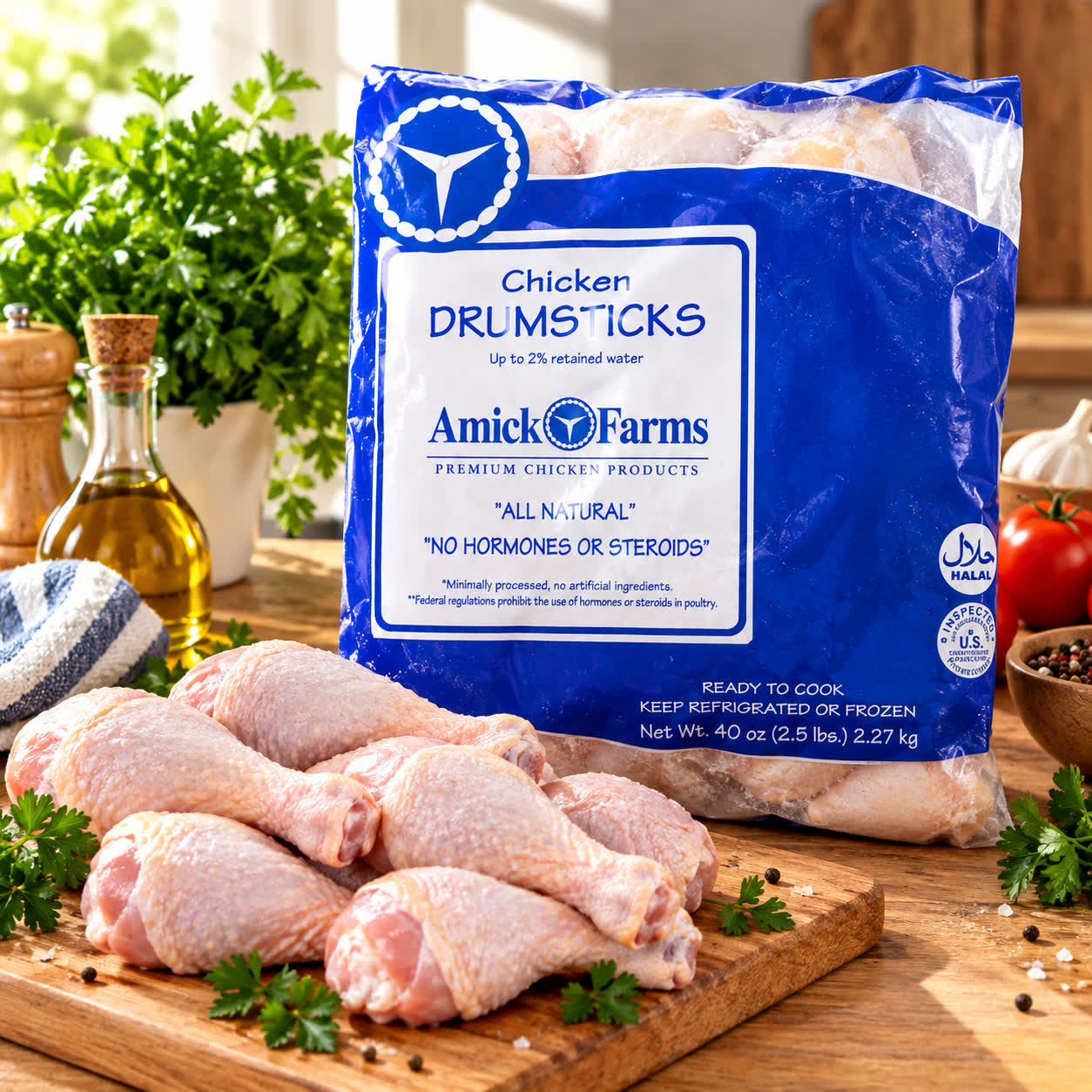 Paquete de Muslo de Pollo Amick Farms, 2.26kg