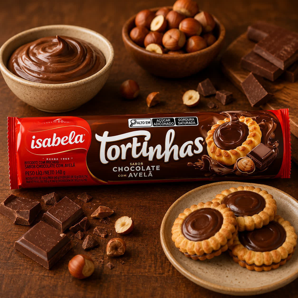 Galletas Tortitas de Chocolate con Avellanas, 140g