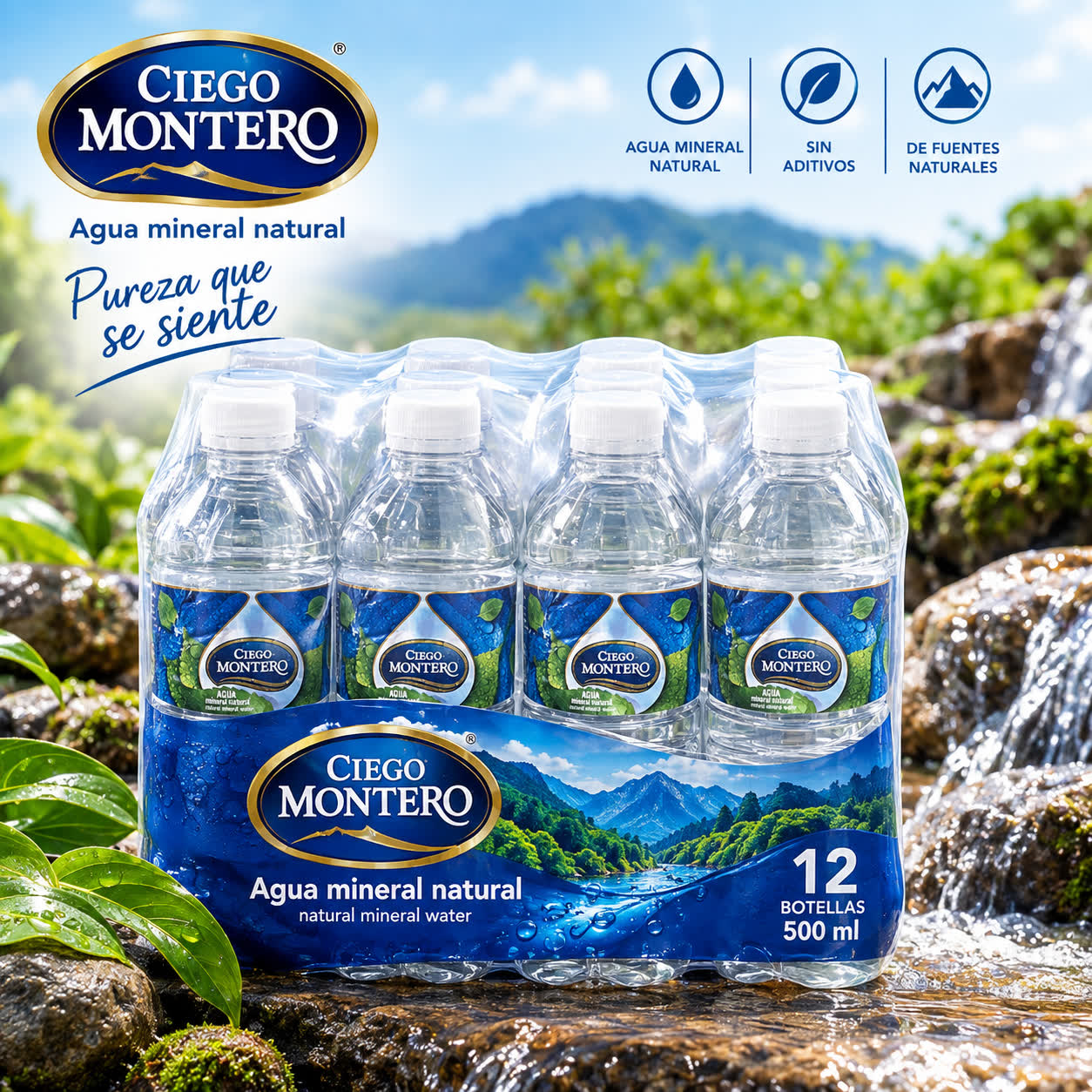 Agua Natural Ciego Montero 12u, 500ml