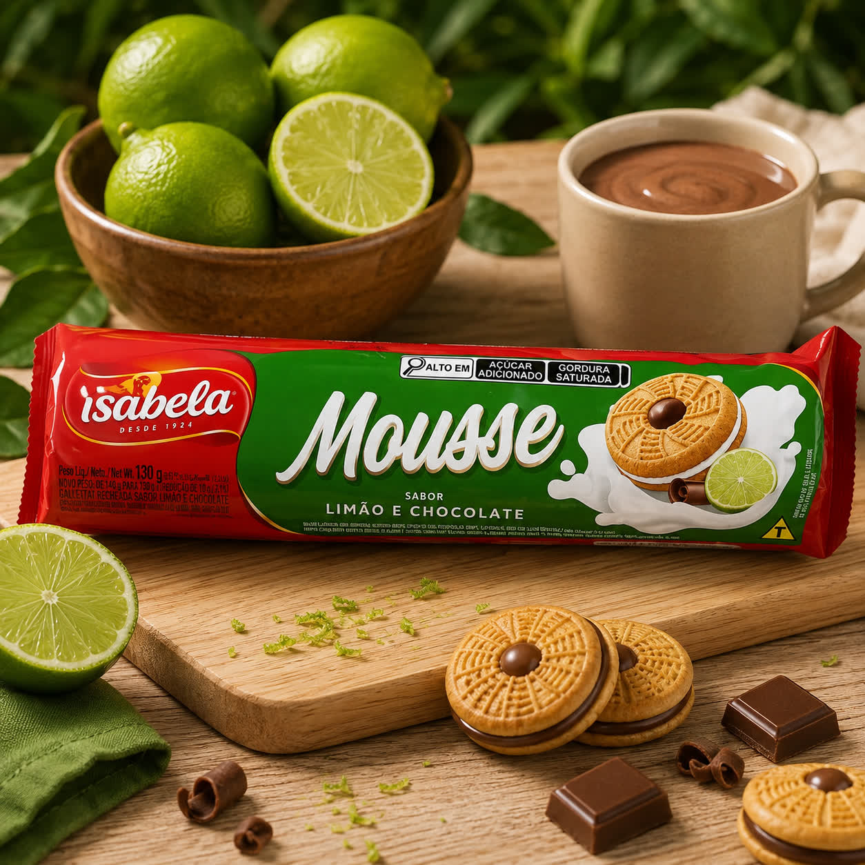 Galletas Mousse Rellenas de Limón con Chocolate, 130g