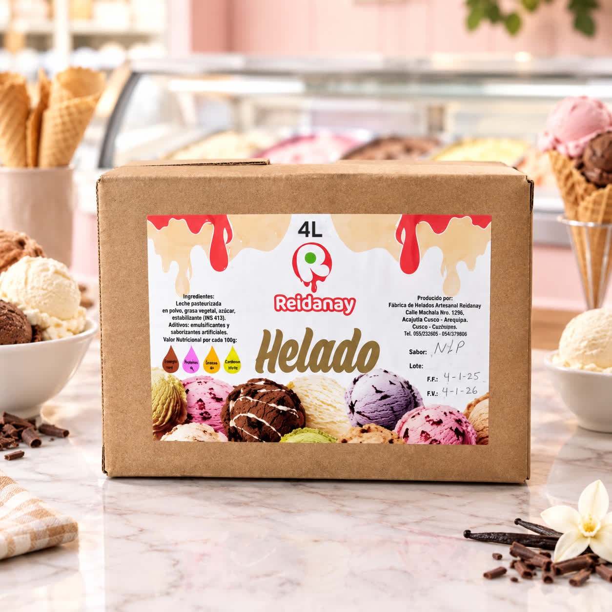 Helado de Vainilla Reidanay, 4lt
